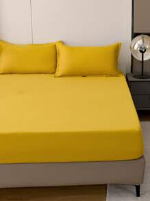 1 pieza de moda simple unicolor Funda de colchón transpirable agradable para la piel Colcha a prueba de polvo Protector para dormitorio Textiles para el hogar ropa de cama - Multicolor - Ver 1