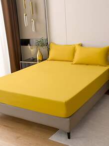1 pieza de moda simple unicolor Funda de colchón transpirable agradable para la piel Colcha a prueba de polvo Protector para dormitorio Textiles para el hogar ropa de cama - Multicolor - Ver 4