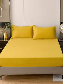 1 pieza de moda simple unicolor Funda de colchón transpirable agradable para la piel Colcha a prueba de polvo Protector para dormitorio Textiles para el hogar ropa de cama - Multicolor - Ver 2