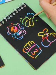 اللوحة الملونة للرسم بالخدش DIY، دفتر الخط الإبداعي، كتاب الخدش الممتع، هدية صغيرة إبداعية، إكسسوار للعطلات، لوازم حفلة عيد الميلاد، هدية عيد الميلاد، هدية صناعة فنية للزخرفة، ديكور المنزل (ألوان عشوائية)، عيد الأم، هدية الأم - متعدد الألوان - مشاهدة 1