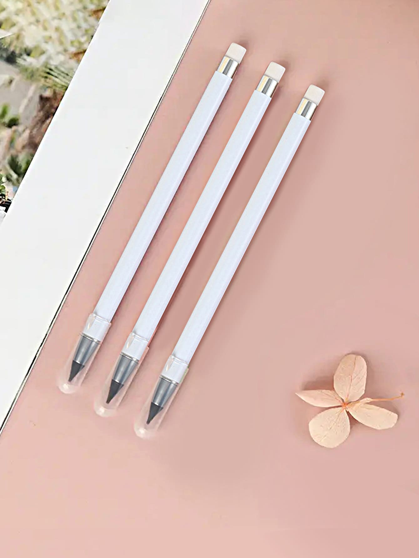 返校永恒铅笔，先进技术自动铅笔，永不缺墨，马卡龙色，无需削尖，不易断芯，普通笔身，学生绘画素描书写，1 支 - 白色 - 查看 1