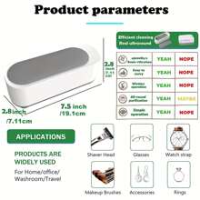 Ultrasonic Jewelry Cleaner, Portable Professional Ultrasonic Cleaning Machine For Cleaning Jewelry, Glasses, Watches, Razors, Razor Heads, 12oz 350ml (battery Not Included) - White - View 2