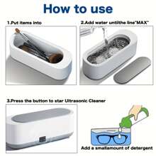 Ultrasonic Jewelry Cleaner, Portable Professional Ultrasonic Cleaning Machine For Cleaning Jewelry, Glasses, Watches, Razors, Razor Heads, 12oz 350ml (battery Not Included) - White - View 3