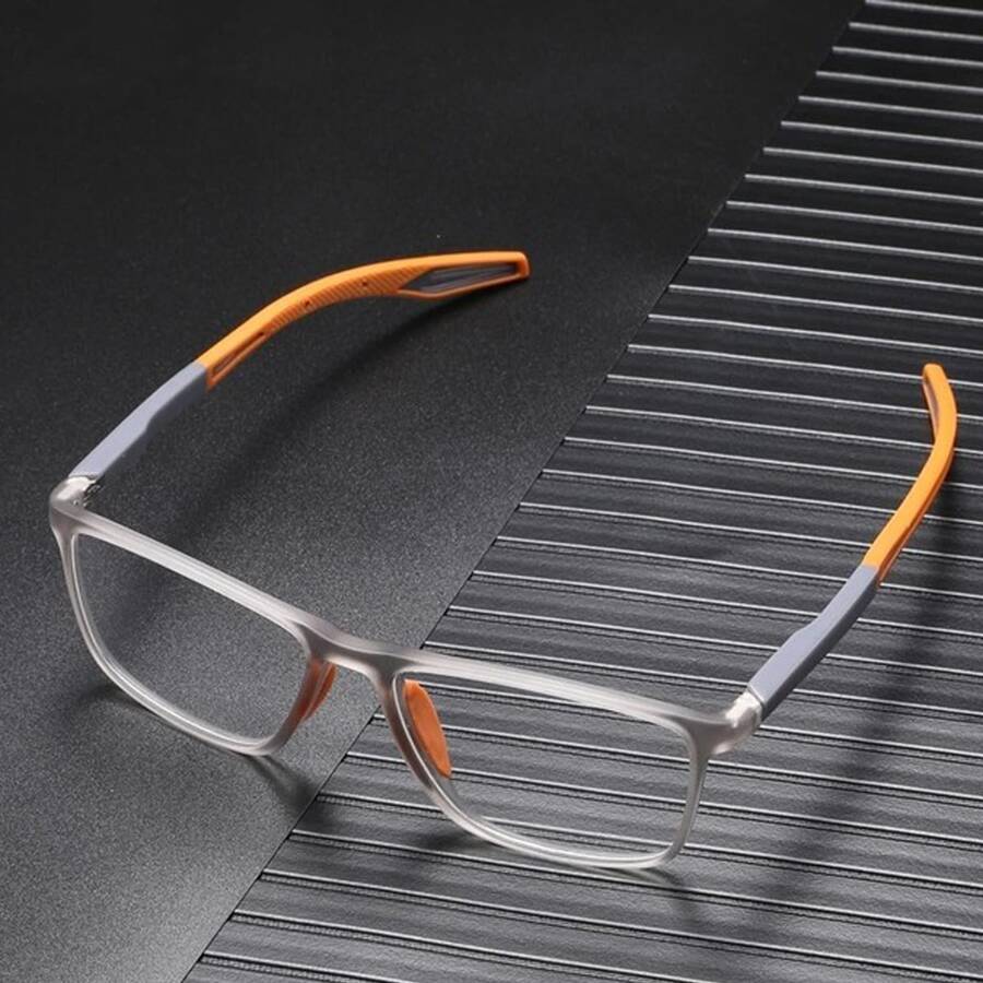 1 对男士时尚方形框架透明眼镜配件 - 橘色 - 查看 1
