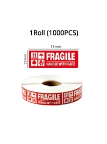 Fragile Label Stickers English Warning Label Paper FRAGILE Handle with Care Sticker Fragile Labels 25x76mm (1X3 Inch) - Red and White - View 2