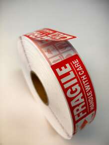 Fragile Label Stickers English Warning Label Paper FRAGILE Handle with Care Sticker Fragile Labels 25x76mm (1X3 Inch) - Red and White - View 3