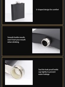 1入組便攜式戶外304黑色啞光小酒壺，不銹鋼扁平酒瓶，野營水壺 - 黑色 - 查看 5