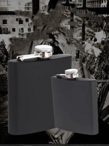 1入組便攜式戶外304黑色啞光小酒壺，不銹鋼扁平酒瓶，野營水壺 - 黑色 - 查看 11