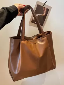 1 件复古女士单肩托特包，新款时尚大容量休闲托特包，柔软 PU 皮革单肩包适合日常使用、办公室、通勤、学校