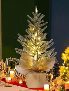 1 cây thông Noel nhân tạo cao 50cm (cao) trong chậu + Đèn LED (Không bao gồm pin) - Dùng để trang trí nhà nông trại Giáng sinh, trưng bày cửa sổ, bàn cà phê - Nhiều màu - Xem 11