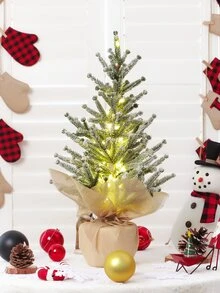 1 cây thông Noel nhân tạo cao 50cm (cao) trong chậu + Đèn LED (Không bao gồm pin) - Dùng để trang trí nhà nông trại Giáng sinh, trưng bày cửa sổ, bàn cà phê - Nhiều màu - Xem 10