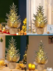 1 cây thông Noel nhân tạo cao 50cm (cao) trong chậu + Đèn LED (Không bao gồm pin) - Dùng để trang trí nhà nông trại Giáng sinh, trưng bày cửa sổ, bàn cà phê - Nhiều màu - Xem 5