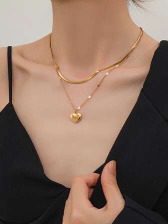 1入組心和字母細節鎖骨鏈條