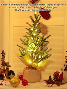 1 cây thông Noel nhân tạo cao 50cm (cao) trong chậu + Đèn LED (Không bao gồm pin) - Dùng để trang trí nhà nông trại Giáng sinh, trưng bày cửa sổ, bàn cà phê - Nhiều màu - Xem 7