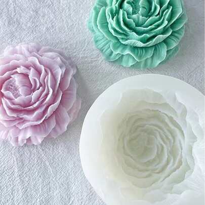 1 Khuôn nến silicon hình hoa mẫu đơn dùng để tự làm xà phòng thạch cao hương liệu