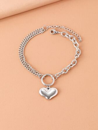 不銹鋼手環浪漫心形墜飾宮廷風風格哥特鏈條Kpop情侶手鏈適合女士首飾類Y2K配件