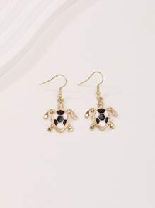 1 Đôi Bông Tai Mặt Dây Chuyền Con Rùa Men, Phong Cách Đơn Giản, Thích Hợp Cho Phụ Nữ Mặc Hàng Ngày - Vàng - Xem 4