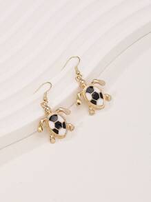 1 Đôi Bông Tai Mặt Dây Chuyền Con Rùa Men, Phong Cách Đơn Giản, Thích Hợp Cho Phụ Nữ Mặc Hàng Ngày - Vàng - Xem 2