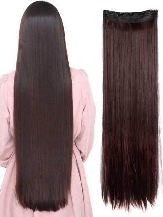 20-40 Inch Straight Black Clip-In Hair Extensions, Suitable For Women & Girls, Ponytail Extensions For Music Festivals, Parties, Cosplay, Holidays, All Seasons