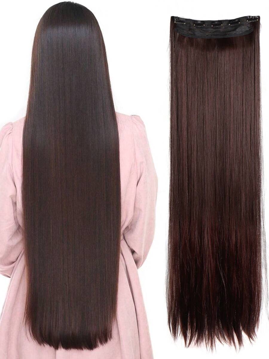Extensiones de cabello negro extra largo liso con 5 clips, extensión de coleta para damas y niñas de 20 a 40 pulgadas, extensiones de cabello postizas para mujeres adecuadas para varias ocasiones, incluyendo festivales de música, fiestas, cosplay, vacaciones y todas las estaciones