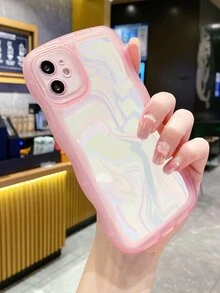 1pc Gradient Texture Phone Case - Baby Pink - View 3