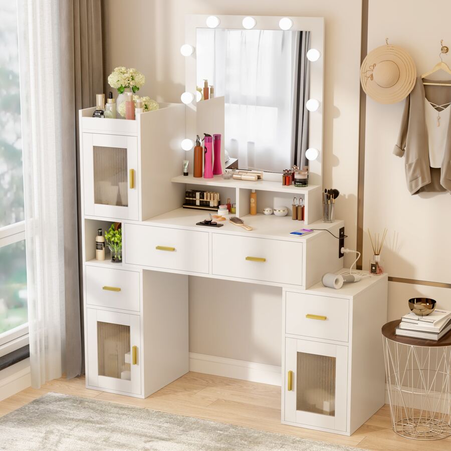 Small Makeup Vanity Prescott Dressing Table Desk Set With