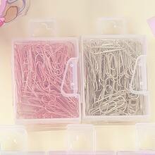 50入組馬卡龍彩色金屬質感曲別針套裝辦公室用品 - 玫瑰金 - 查看 3