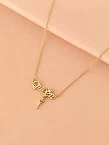 Aomogo Stainless Steel Necklaces Elegant Letter Queen Crown Key Light Luxury Pendants Chain Elegant Necklace For Women Jewelry Gift - Gold - View 5