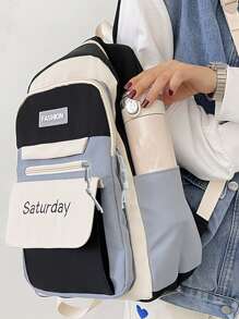 Dễ thương Cặp sách Nữ Ở giữa Trường học Sinh viên Sẵn sàng Ba lô Ba lô công suất lớn - màu đen - Xem 4