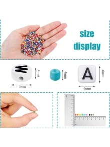 2400入組4mm玻璃珠手鍊製作成套工具適用於首飾類和工藝帶彈性燈芯絨,鉗和配件DIY材料 - 彩色 - 查看 3