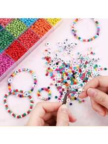2400入組4mm玻璃珠手鍊製作成套工具適用於首飾類和工藝帶彈性燈芯絨,鉗和配件DIY材料 - 彩色 - 查看 2
