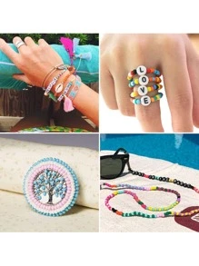 2400入組4mm玻璃珠手鍊製作成套工具適用於首飾類和工藝帶彈性燈芯絨,鉗和配件DIY材料 - 彩色 - 查看 5