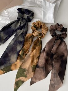 3 Dây buộc tóc phong cách vẽ mực dành cho nữ, Dây thun đơn giản và thanh lịch dùng để buộc tóc đuôi ngựa hoặc buộc tóc - Nhiều màu - Xem 2