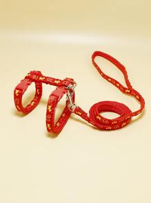 1入組紅色寵物牽引繩帶平底帶 - 紅色 - 查看 3