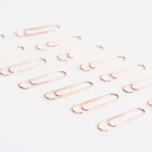 50入組馬卡龍彩色金屬質感曲別針套裝辦公室用品 - 玫瑰金 - 查看 1