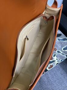 新品到貨大容量復古郵差包,斜挎包,單肩包,托特包適合女士 - 棕色 - 查看 5