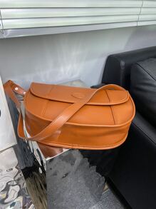 新品到貨大容量復古郵差包,斜挎包,單肩包,托特包適合女士 - 棕色 - 查看 6