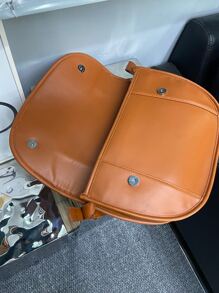 新品到貨大容量復古郵差包,斜挎包,單肩包,托特包適合女士 - 棕色 - 查看 8