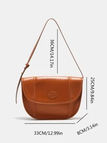 新品到貨大容量復古郵差包,斜挎包,單肩包,托特包適合女士 - 棕色 - 查看 4