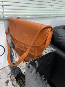 新品到貨大容量復古郵差包,斜挎包,單肩包,托特包適合女士 - 棕色 - 查看 3