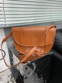 新品到貨大容量復古郵差包,斜挎包,單肩包,托特包適合女士 - 棕色 - 查看 2