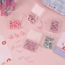 50入組馬卡龍彩色金屬質感曲別針套裝辦公室用品 - 玫瑰金 - 查看 6
