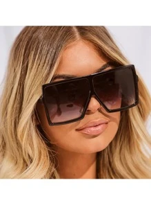 Fashion Square Oversized Glasses Shades Stylish Glasses For Women - Black - View 4