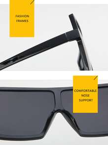 Fashion Square Oversized Glasses Shades Stylish Glasses For Women - Black - View 6