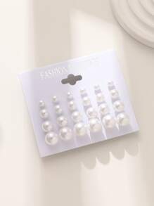 Bộ 12 đôi/bộ hoa tai ngọc trai giả thời trang tuyệt đẹp và tinh tế - trắng - Xem 2