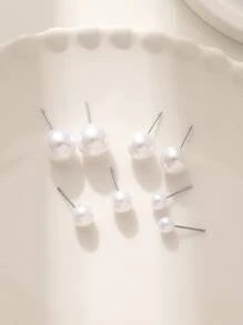 Bộ 12 đôi/bộ hoa tai ngọc trai giả thời trang tuyệt đẹp và tinh tế - trắng - Xem 4