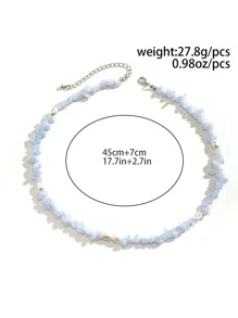 1 件帅气时尚不对称人造珍珠和水晶串珠项链，适合男士打造时尚外观，适合派对礼物 - 淺藍色 - 查看 6