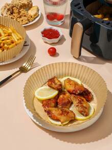 100pcs/pack 5-inch Non-stick Air Fryer Liners, High Temperature Resistant, Oil-proof, Disposable Fryer Liners, Round Cake Baking Paper For Air Fryer - Brown - View 4