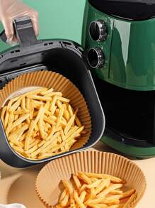 100pcs/pack 5-inch Non-stick Air Fryer Liners, High Temperature Resistant, Oil-proof, Disposable Fryer Liners, Round Cake Baking Paper For Air Fryer - Brown - View 2