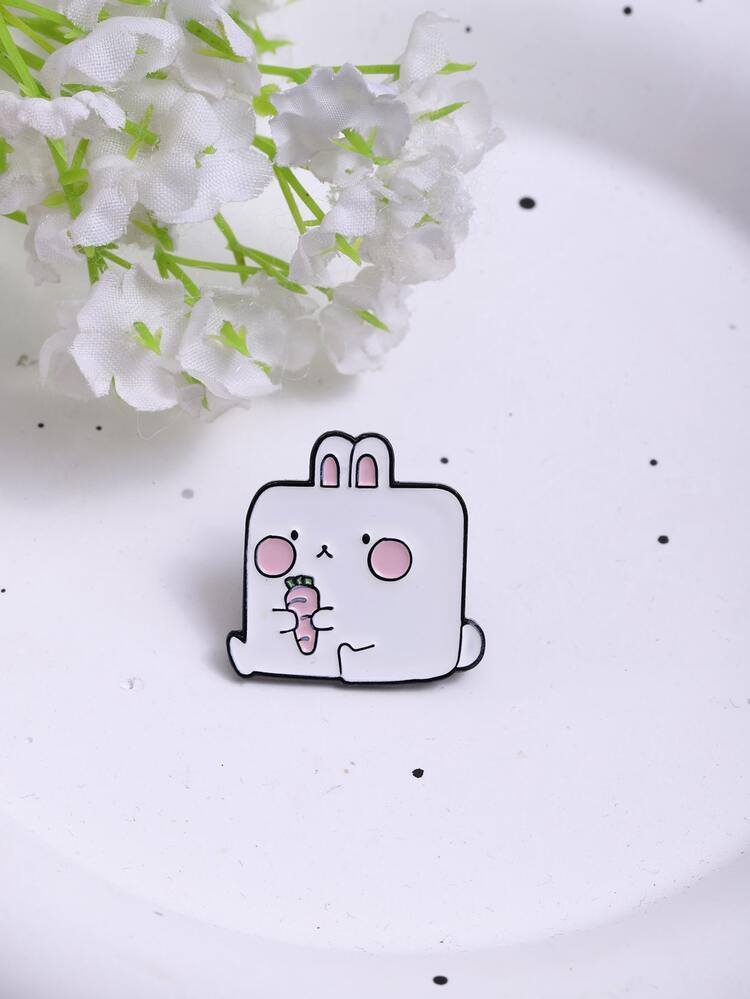 1pc Creative Personality Cartoon Animal Oil-drop Brooch - White - View 2